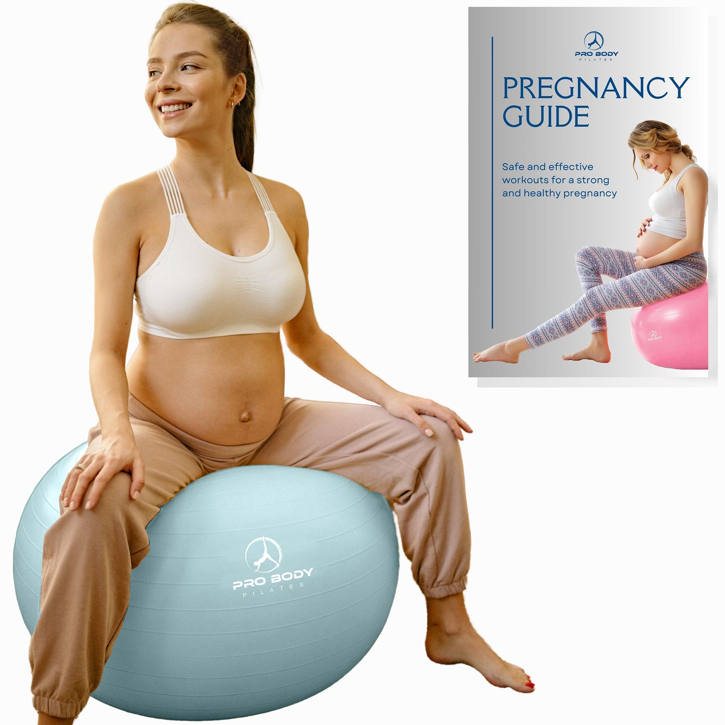 Pregnancy Ball for Maternity, Labor and Birth. Includes Pregnancy Guide. (Mist)