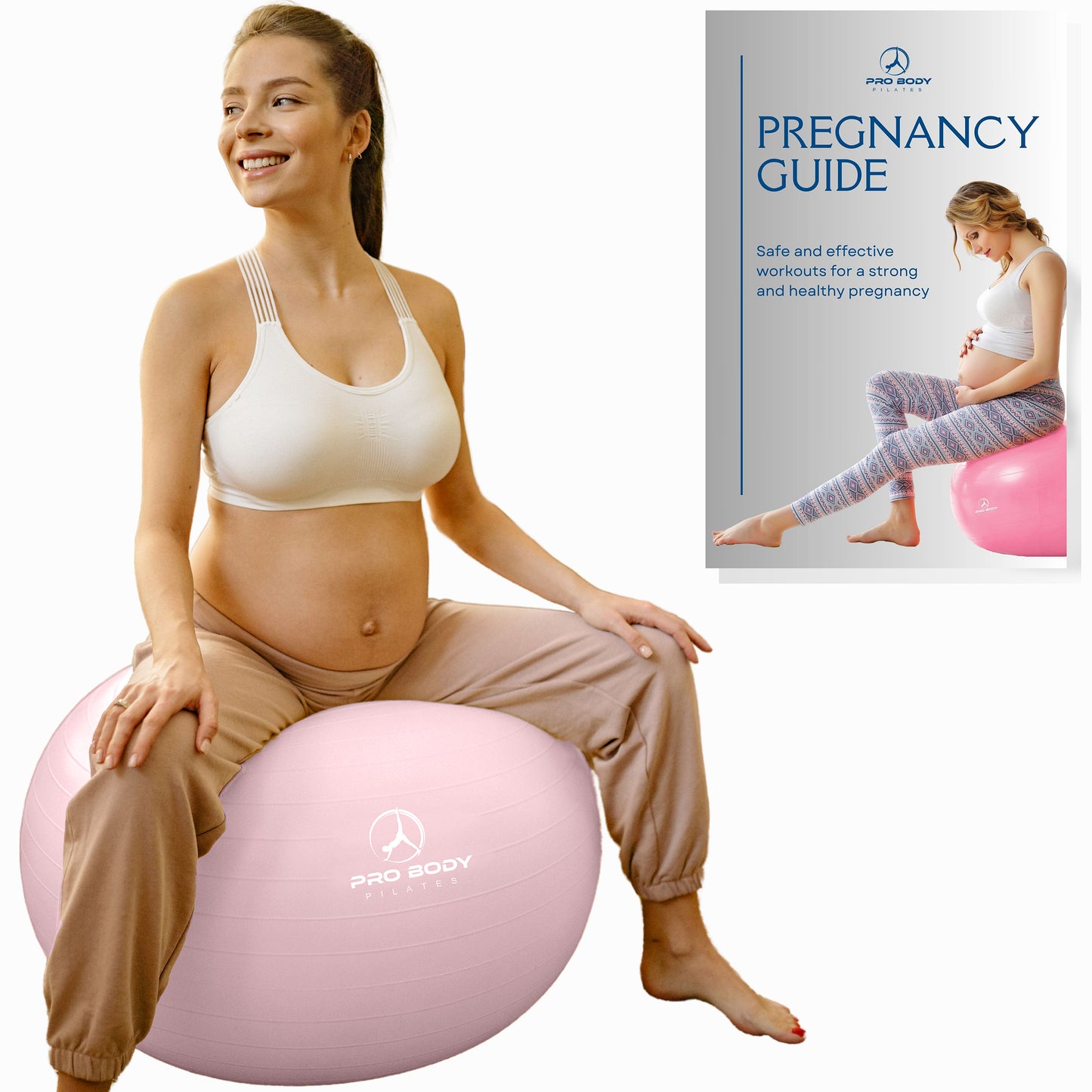 Pregnancy Ball for Maternity, Labor and Birth. Includes Pregnancy Guide. (Rose)