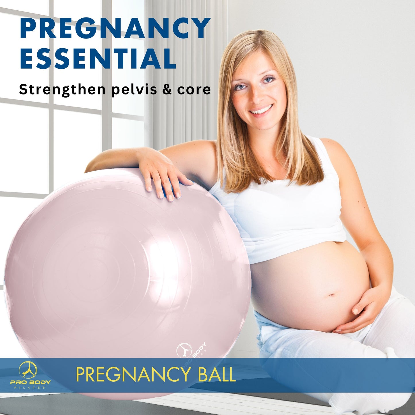 Pregnancy Ball for Maternity, Labor and Birth. Includes Pregnancy Guide. (Rose)