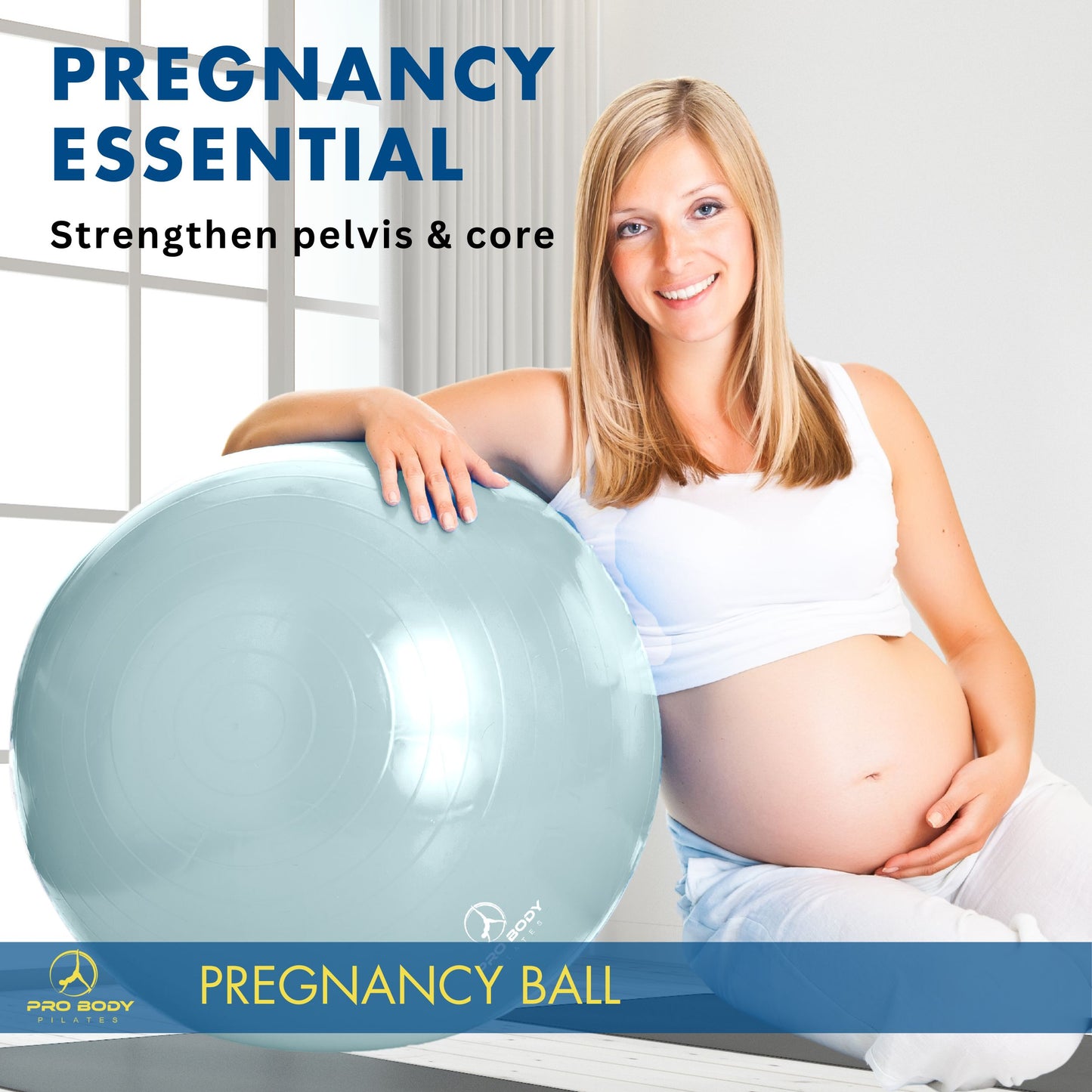 Pregnancy Ball for Maternity, Labor and Birth. Includes Pregnancy Guide. (Mist)