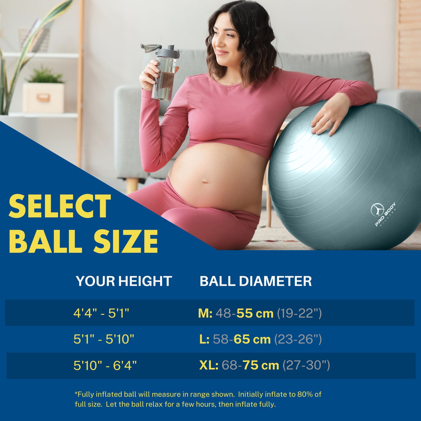 Pregnancy Ball for Maternity, Labor and Birth. Includes Pregnancy Guide. (Aqua)