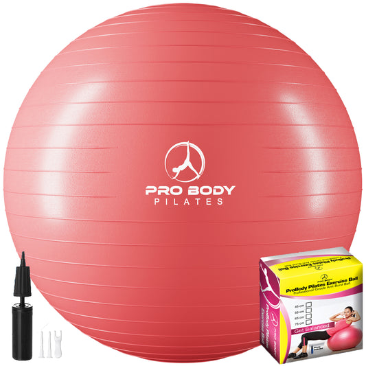 Yoga Ball for Pregnancy, Fitness, Balance, Workout at Home, Office and Physical Therapy (Red)