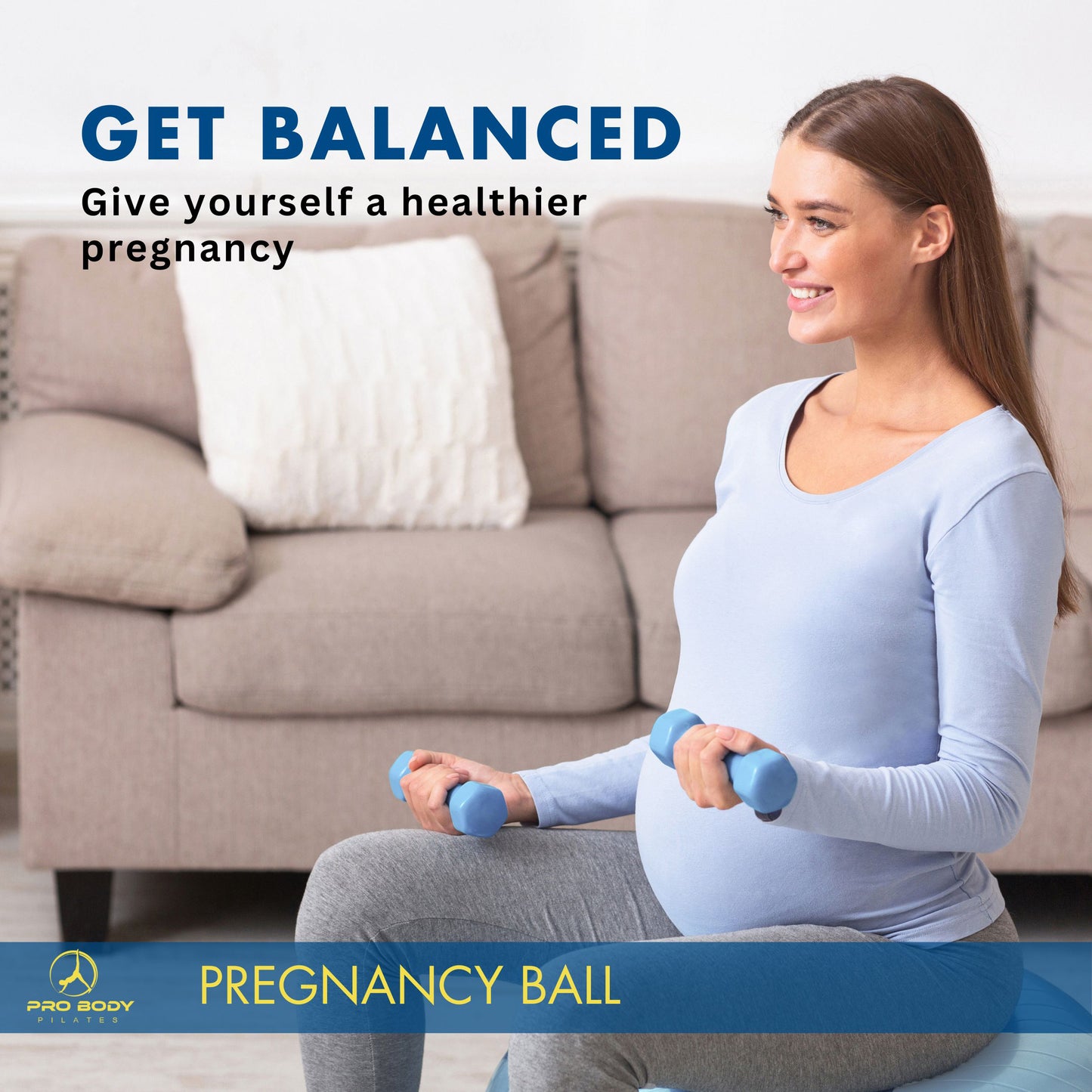 Pregnancy Ball for Maternity, Labor and Birth.  Includes Pregnancy Guide.  (Aqua)