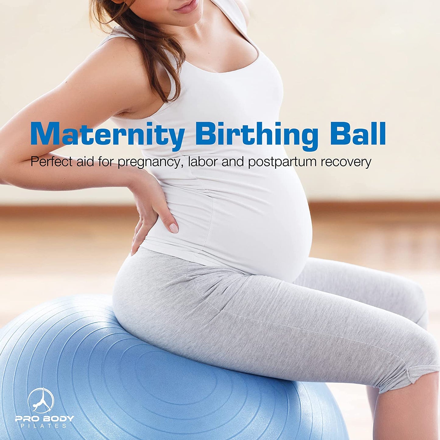 Yoga Ball for Pregnancy, Fitness, Balance, Workout at Home, Office and Physical Therapy (Blue)