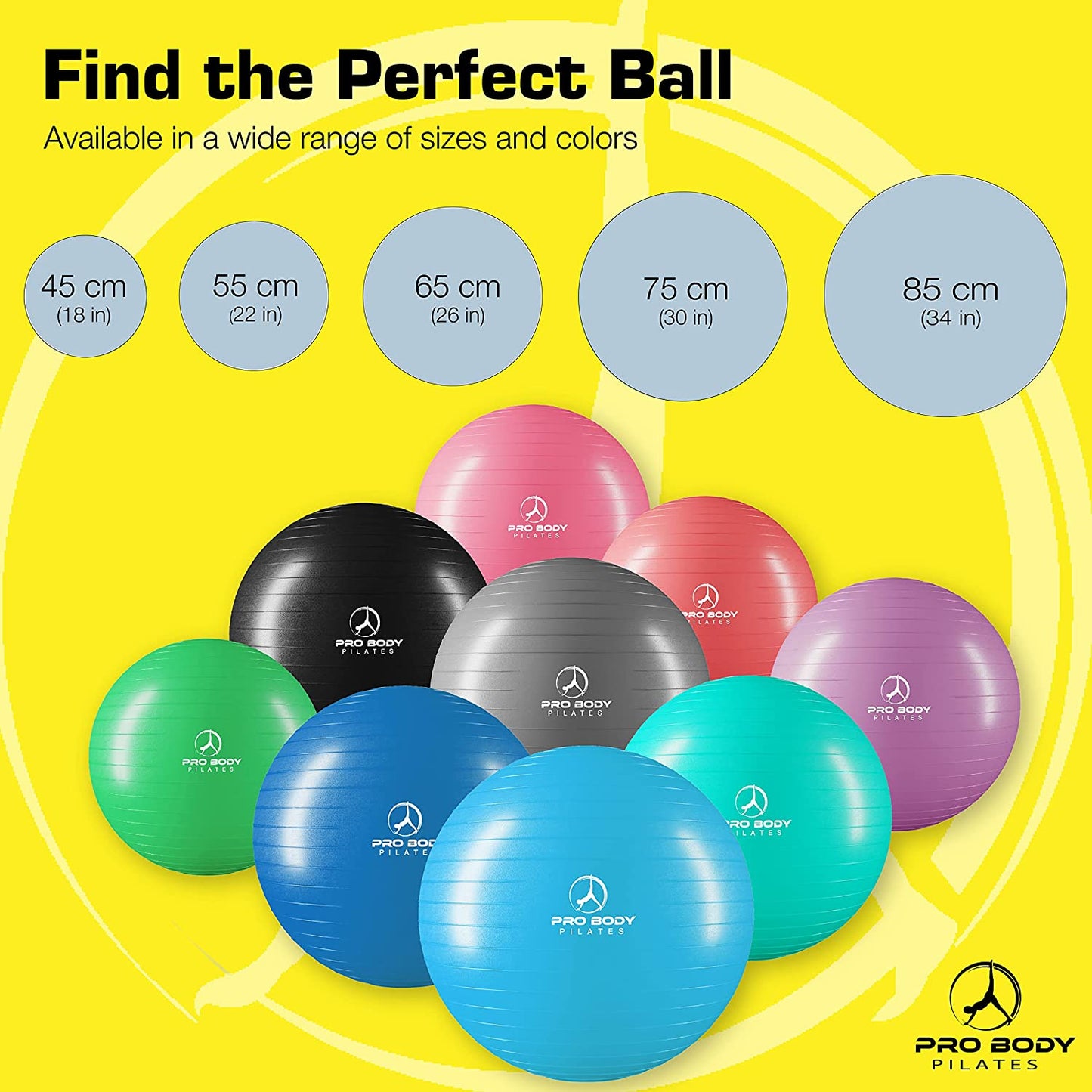 Yoga Ball for Pregnancy, Fitness, Balance, Workout at Home, Office and Physical Therapy (Aqua)