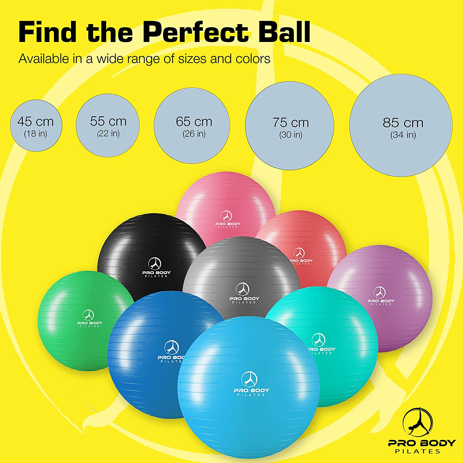 Yoga Ball for Pregnancy, Fitness, Balance, Workout at Home, Office and  Physical Therapy (Aqua)