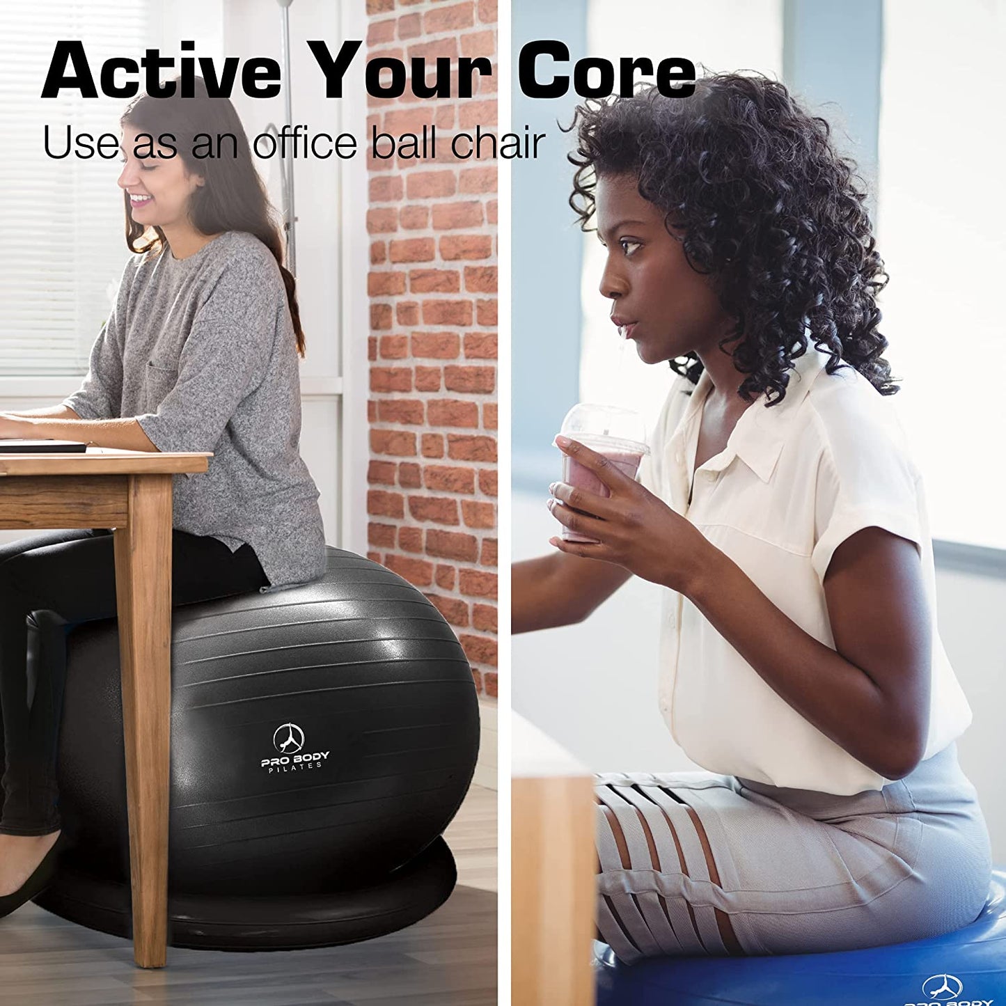 Exercise Ball Chair with Base & Bands