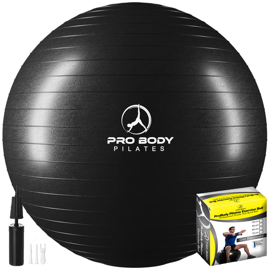 Yoga Ball for Pregnancy, Fitness, Balance, Workout at Home, Office and Physical Therapy (Black)