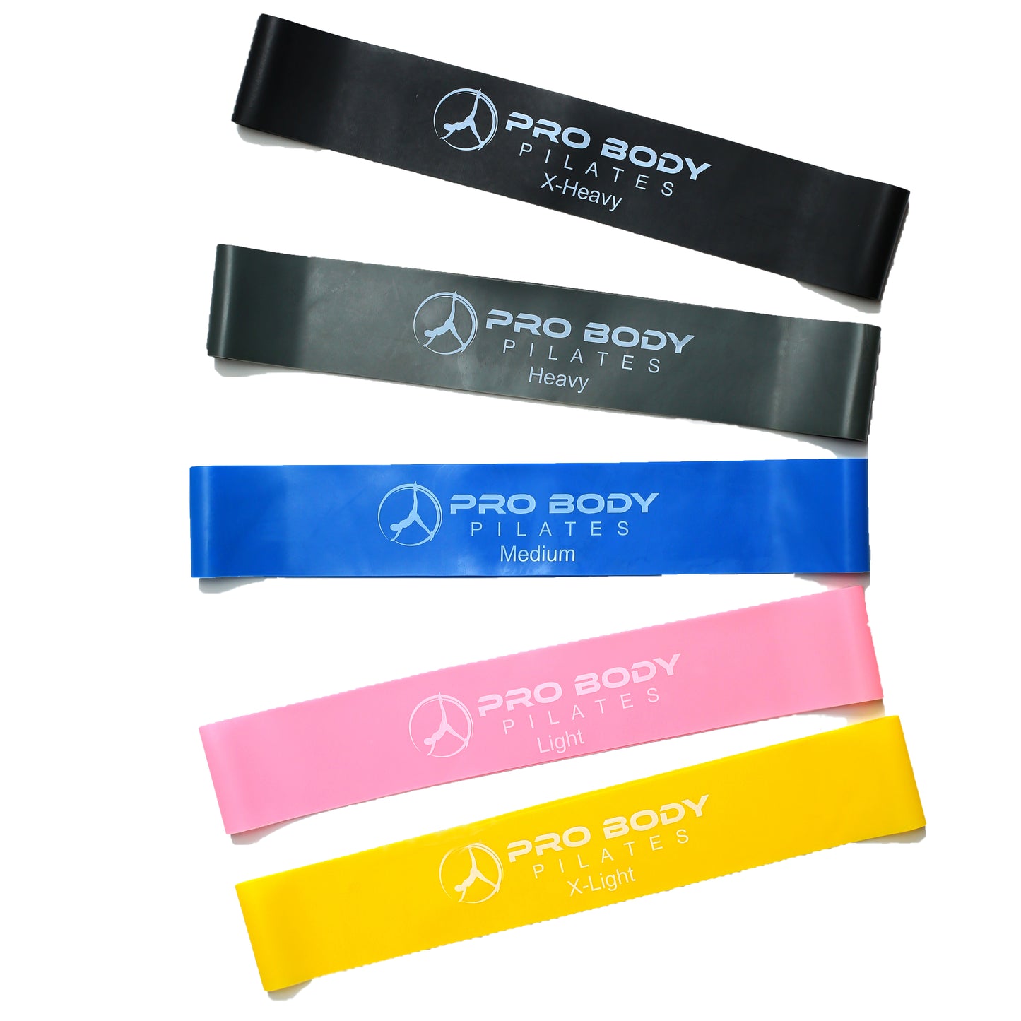 Premium Set of 5 Exercise Bands to Complement Pilates, Yoga, Physical Therapy and Strength Training